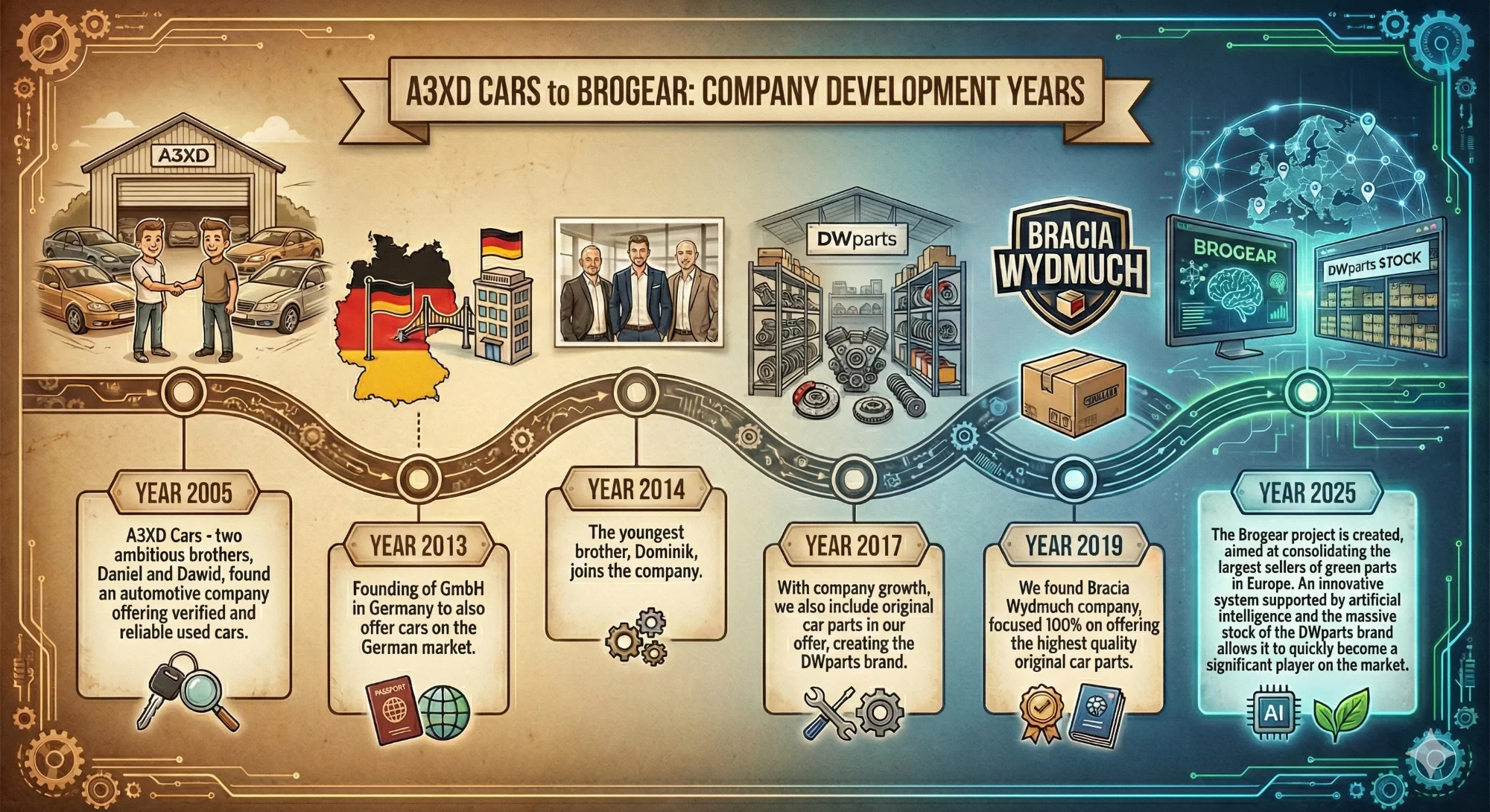 A3XD Cars to BROGEAR: Company Development Years 2005-2025
